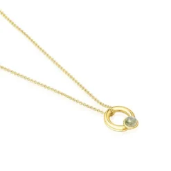 Collar con baño de oro 18 kt sobre plata, motivo aro y labradorita Plump^TOUS