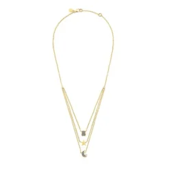 Collar con baño de oro 18 kt sobre plata, diamantes y perla Nocturne^TOUS Hot