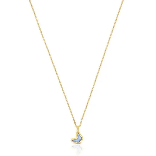 Collar con baño de oro 18 kt sobre plata mariposa azul Gregal^TOUS Outlet