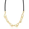 Collar con baño de oro 18 kt sobre plata y cuero Bent^TOUS Outlet