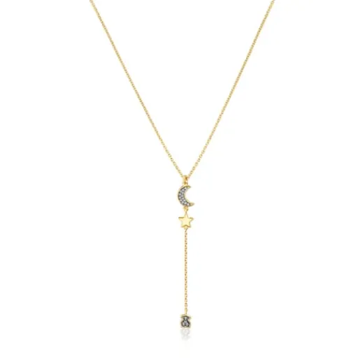 Collar con baño de oro 18 kt sobre plata y motivos de diamantes Nocturne^TOUS Sale