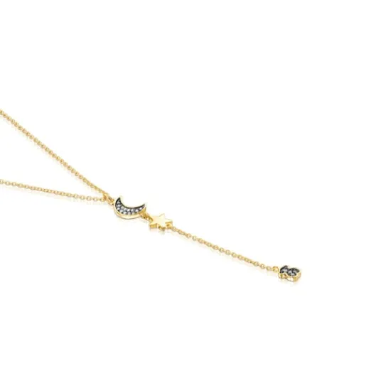 Collar con baño de oro 18 kt sobre plata y motivos de diamantes Nocturne^TOUS Sale