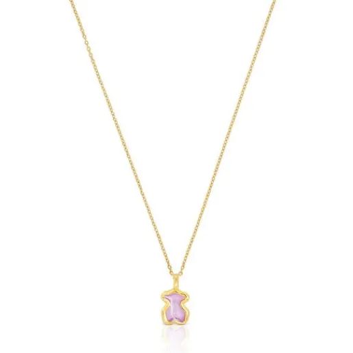 Collar con baño de oro 18 kt sobre plata oso lila Gregal^TOUS Clearance