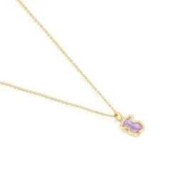 Collar con baño de oro 18 kt sobre plata oso lila Gregal^TOUS Clearance