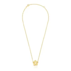Collar con baño de oro 18 kt sobre plata y flor con perla cultivada Iris Motif^TOUS Sale