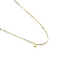 Collar con baño de oro 18 kt sobre plata y amazonita Bold Bear^TOUS Sale