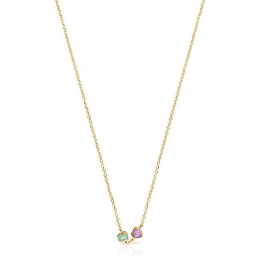 Collar con baño de oro 18 kt sobre plata y amazonita y amatista Glory^TOUS Hot