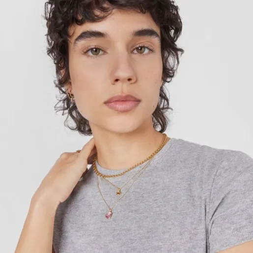 Collar con baño de oro 18 kt sobre plata corazón rosa Gregal^TOUS New