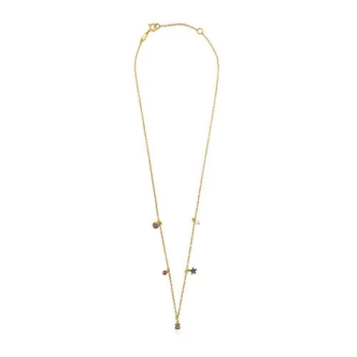Collar con baño de oro 18 kt sobre plata, gemas y perla New Motif^TOUS