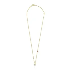 Collar con baño de oro 18 kt sobre plata y oso de cromodiópsidos New Motif^TOUS Best