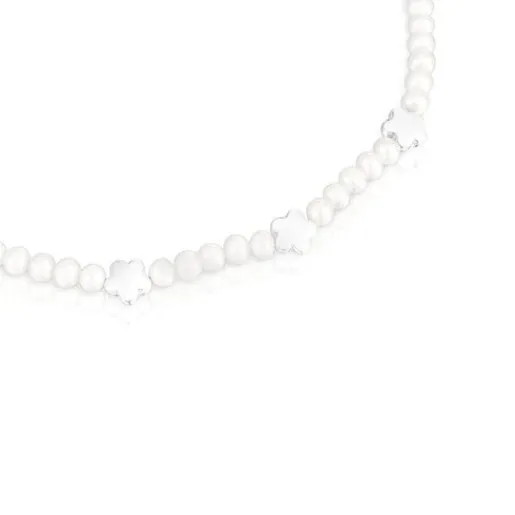 Collar con perlas cultivadas y motivos flor de plata Bold Motif^TOUS Outlet