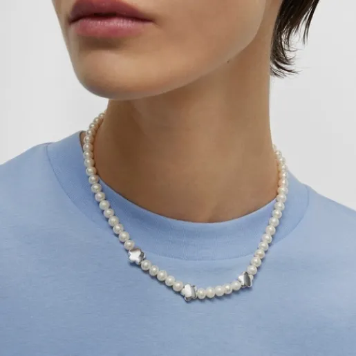 Collar con perlas cultivadas y motivos flor de plata Bold Motif^TOUS Outlet