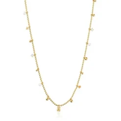 Collar corto con baño de oro de 18 kt sobre plata, perlas cultivadas y gemas Grain^TOUS Outlet