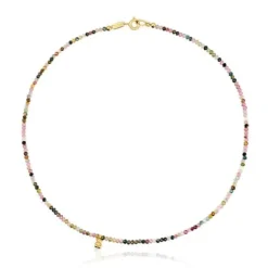 Collar corto con baño de oro 18 kt sobre plata y turmalinas Bold Bear^TOUS Discount