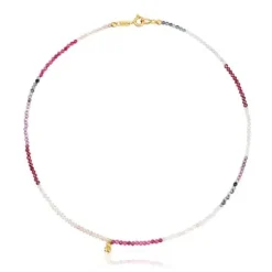 Collar corto con baño de oro 18 kt sobre plata y turmalinas Bold Bear^TOUS