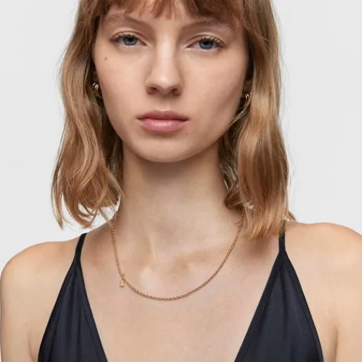 Collar corto con baño de oro 18 kt sobre plata y anillas redondas Bold Bear^TOUS Best