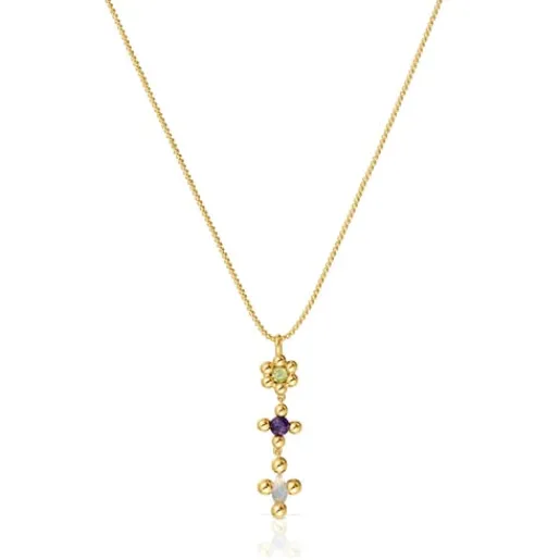 Collar corto con baño de oro 18 kt sobre plata y gemas Sugar Party^TOUS New