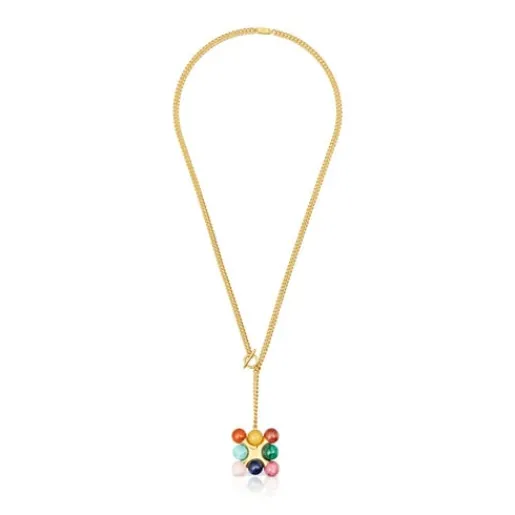 Collar corto con baño de oro 18 kt sobre plata y multigemas X LEA COLOMBO^TOUS Clearance