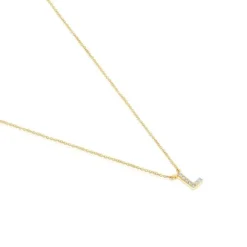 Collar corto de oro y 0,05 ct de diamantes letra L Alphabet^TOUS Hot