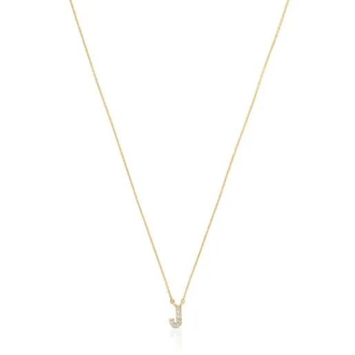 Collar corto de oro y 0,05 ct de diamantes letra J Alphabet^TOUS Clearance