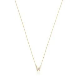 Collar corto de oro y 0,05 ct de diamantes letra W Alphabet^TOUS Hot