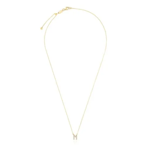 Collar corto de oro y 0,05 ct de diamantes letra M Alphabet^TOUS