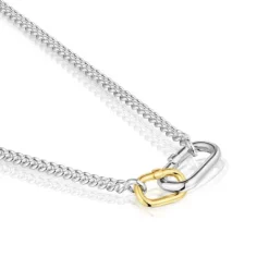Collar corto de plata con anillas bicolor Hold Oval^TOUS Hot