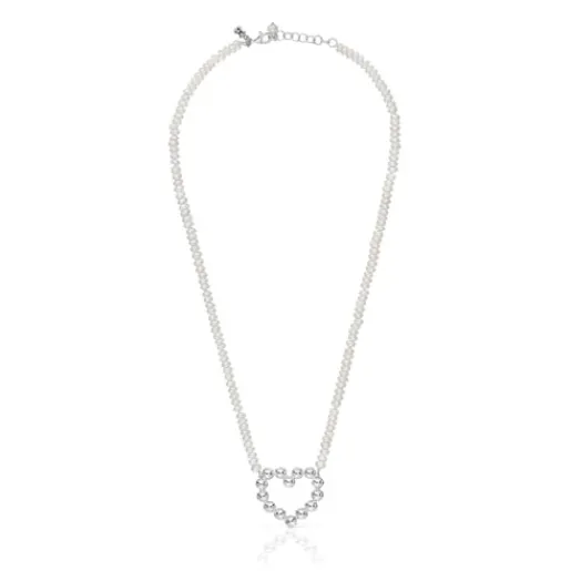 Collar corto de plata motivo corazón y perlas cultivadas Sugar Party^TOUS Online