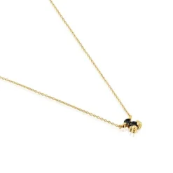 Collar corto motivo oso con baño de oro 18 kt sobre plata y ónix Color Bear^TOUS