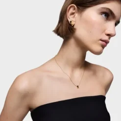 Collar corto motivo oso con baño de oro 18 kt sobre plata y ónix Color Bear^TOUS