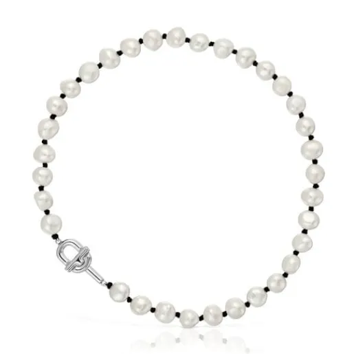 Collar de nylon negro con perlas cultivadas 44 cm MANIFESTO^TOUS Best