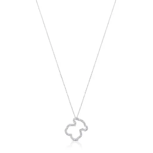 Collar de oro blanco con diamantes motivo oso mediano Icon Gems^TOUS Outlet