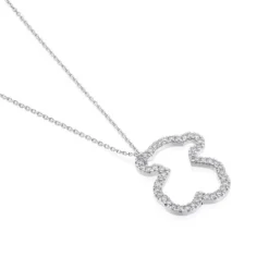 Collar de oro blanco con diamantes motivo oso mediano Icon Gems^TOUS Outlet