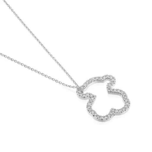 Collar de oro blanco con diamantes motivo oso mediano Icon Gems^TOUS Outlet
