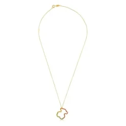 Collar de oro con gemas multicolores motivo oso mediano Icon Gems^TOUS Online