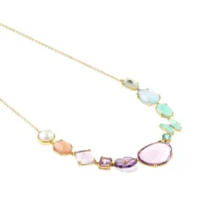 Collar de oro con once gemas multicolores y perlas Vita^TOUS Hot