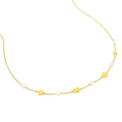 Collar de oro y perlas cultivadas con motivos oso, estrella, corazón y cruz Sweet Dolls^TOUS Outlet