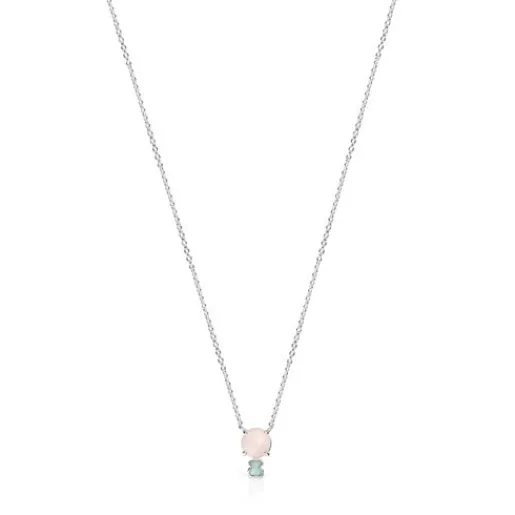 Collar de plata con cuarzo rosa y amazonita Mini Color^TOUS Best