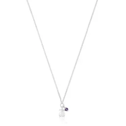Collar de plata y amatista oso Bold Motif^TOUS