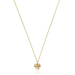 Collar mediano corazón con baño de oro 18 kt sobre plata y rodolita Lligat^TOUS Hot