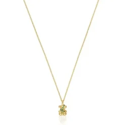 Collar mediano oso con baño de oro 18 kt sobre plata y cromodiópsido Lligat^TOUS