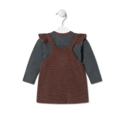 Conjunto de niña a rayas y liso Black naranja^TOUS Best