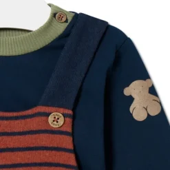 Conjunto de niño liso y a rayas Blue azul marino^TOUS Discount