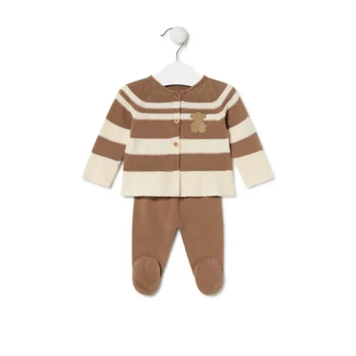Conjunto de punto de bebé Tricot a rayas beige^TOUS Online
