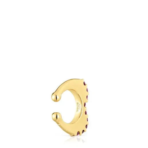 Earcuff con baño de oro 18 kt sobre plata y rodolitas My Other Half^TOUS Clearance
