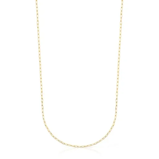 Gargantilla con baño de oro 18 kt sobre plata y anillas ovales, 60 cm Chain^TOUS New