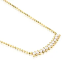 Gargantilla con baño de oro de 18 kt sobre plata y perlas cultivadas Gloss^TOUS Outlet