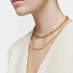 Gargantilla con baño de oro de 18 kt sobre plata y perlas cultivadas Gloss^TOUS Outlet
