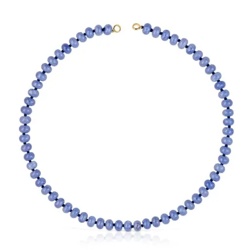 Gargantilla con baño de oro 18 kt sobre plata y cuarzita azul Hold Oval^TOUS Hot