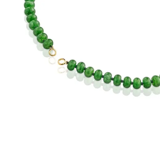 Gargantilla con baño de oro 18 kt sobre plata y cuarzita verde Hold Oval^TOUS Outlet